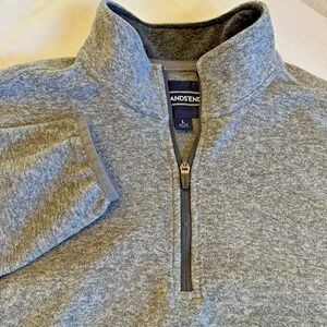 Lands End Mens Large Fleece 1/4 Zip Pullover Lightweight Jacket Coat Slate Gray